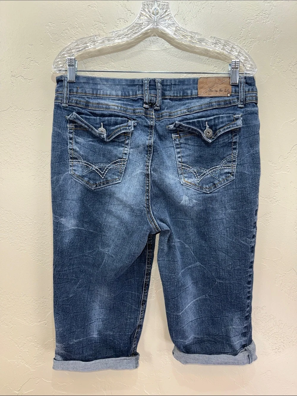 Zanadi Distressed Blue Jean Shorts Jorts 14 Long line Y2K Streetwear